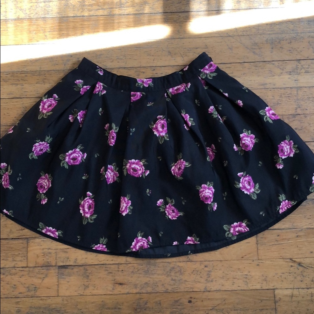 Beautiful black skirt with pink/red flowers